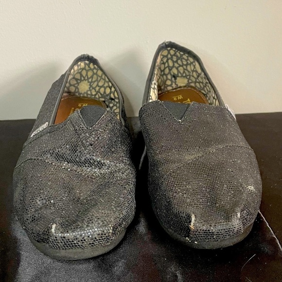 Toms Shoes - Black Glitter Toms Alpargatas
